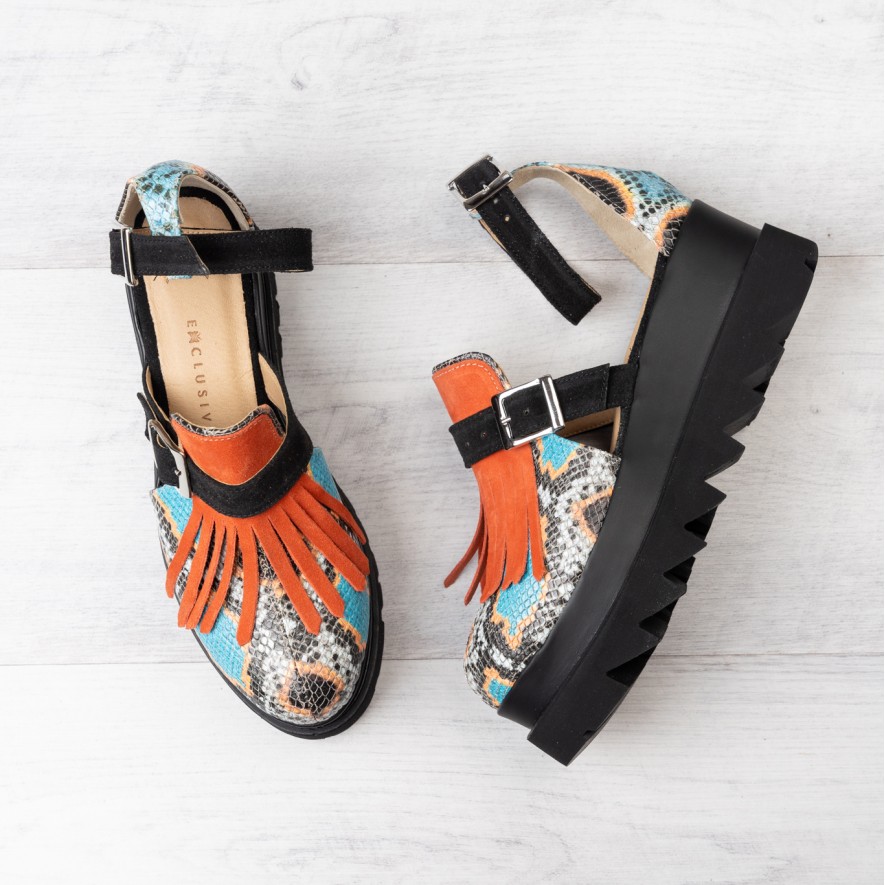 *Pantofi - Amur - Snake Turcoaz